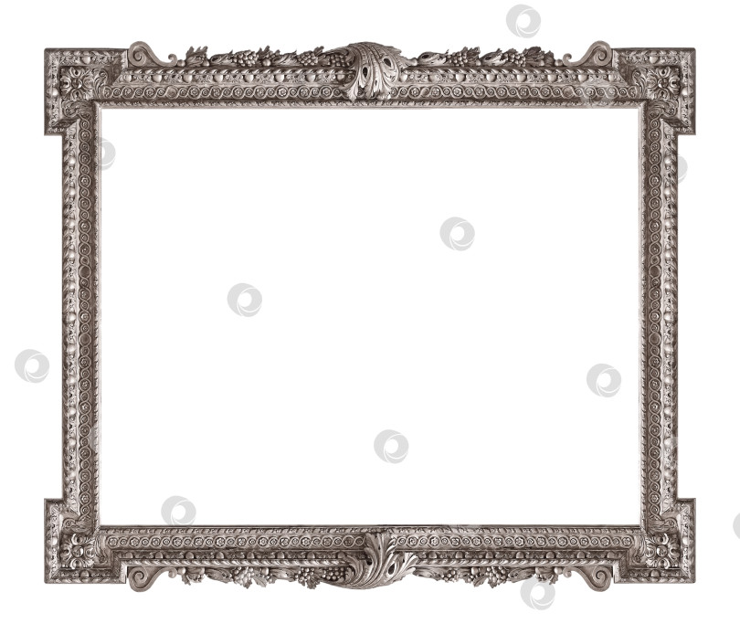 Скачать Серебряная рамка для картин, зеркал или фотографий на белом фоне фотосток Ozero
