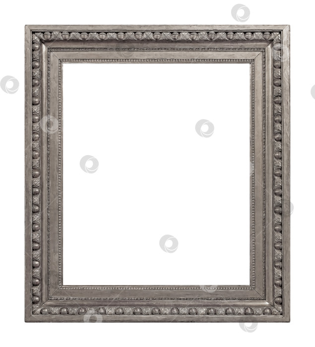 Скачать Серебряная рамка для картин, зеркал или фотографий на белом фоне. Элемент дизайна с контуром вырезки фотосток Ozero