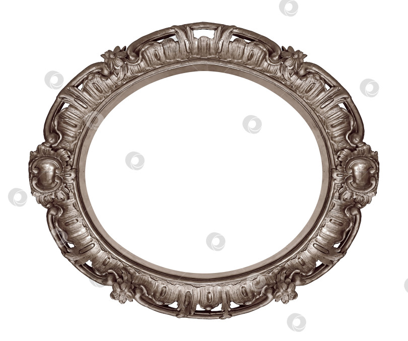 Скачать Серебряная рамка для картин, зеркал или фотографий на белом фоне. Элемент дизайна с контуром вырезки фотосток Ozero