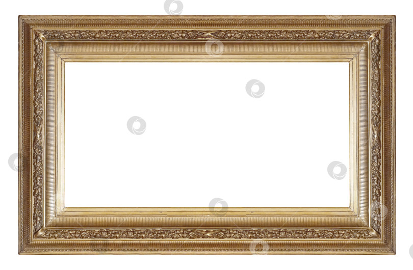 Скачать Панорамная золотая рамка для картин, зеркал или фотографий на белом фоне фотосток Ozero