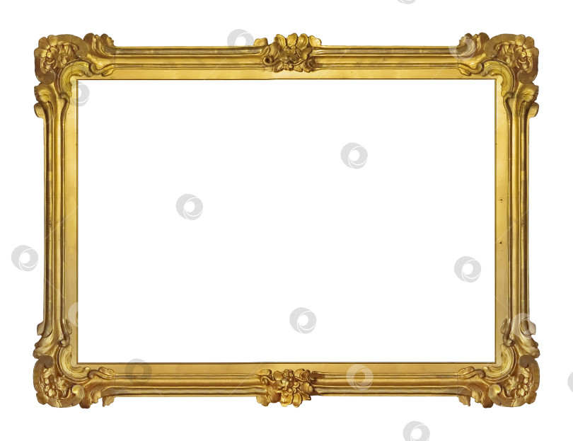 Скачать Золотая рамка для картин, зеркал или фотографий на белом фоне. Элемент дизайна с контуром вырезки фотосток Ozero