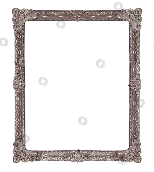 Скачать Серебряная рамка для картин, зеркал или фотографий на белом фоне фотосток Ozero