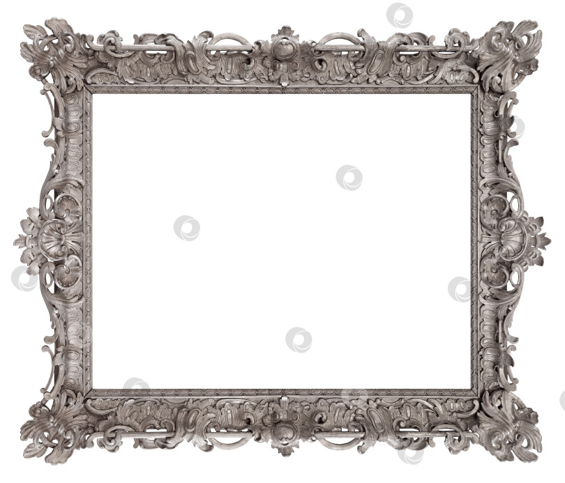 Скачать Серебряная рамка для картин, зеркал или фотографий на белом фоне фотосток Ozero