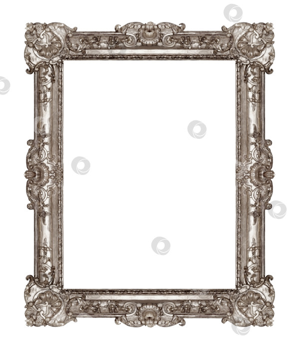 Скачать Серебряная рамка для картин, зеркал или фотографий на белом фоне фотосток Ozero