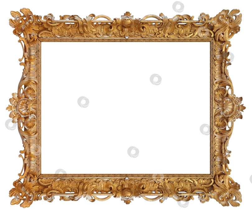 Скачать Золотая рамка для картин, зеркал или фотографий на белом фоне фотосток Ozero