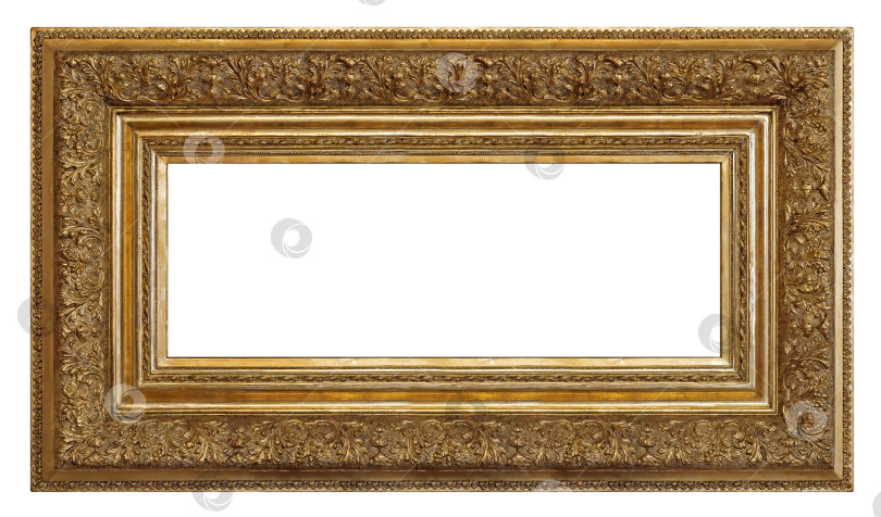 Скачать Панорамная золотая рамка для картин, зеркал или фотографий на белом фоне фотосток Ozero