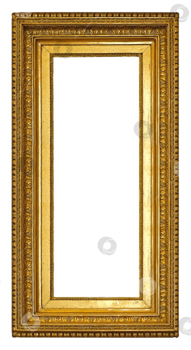 Скачать Панорамная золотая рамка для картин, зеркал или фотографий на белом фоне. Элемент дизайна с контуром вырезки фотосток Ozero
