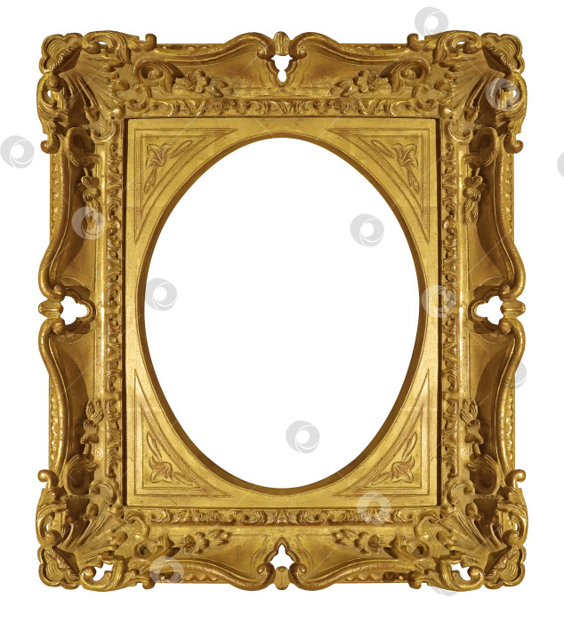 Скачать Золотая рамка для картин, зеркал или фотографий на белом фоне. Элемент дизайна с контуром вырезки фотосток Ozero