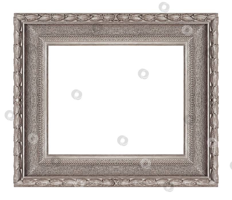 Скачать Серебряная рамка для картин, зеркал или фотографий на белом фоне. Элемент дизайна с контуром вырезки фотосток Ozero