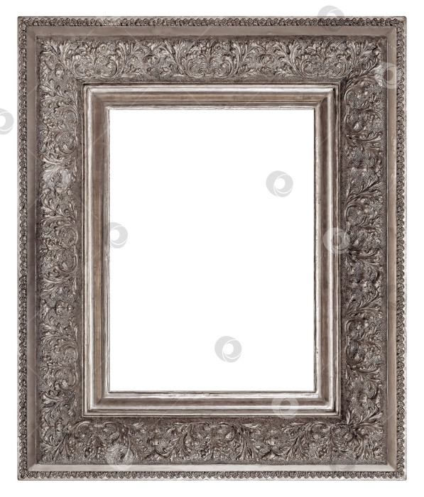 Скачать Серебряная рамка для картин, зеркал или фотографий на белом фоне фотосток Ozero