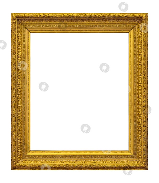 Скачать Золотая рамка для картин, зеркал или фотографий на белом фоне. Элемент дизайна с контуром вырезки фотосток Ozero