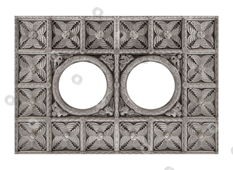 Скачать Двойная серебряная рамка (диптих) для картин, зеркал или фотографий на белом фоне фотосток Ozero