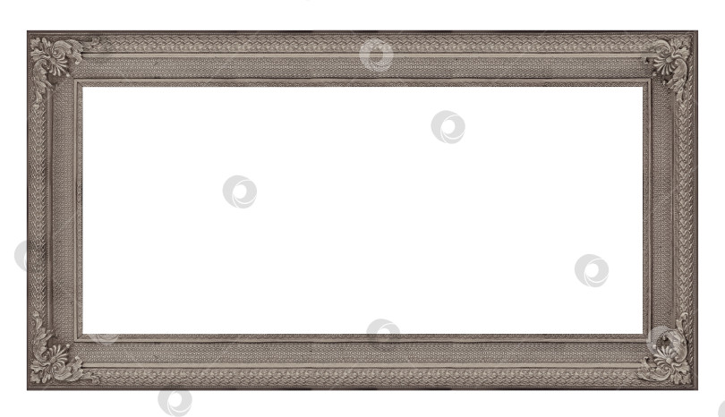 Скачать Панорамная серебряная рамка для картин, зеркал или фотографий на белом фоне фотосток Ozero
