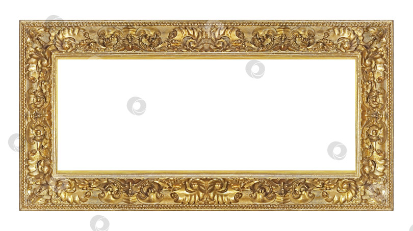 Скачать Панорамная золотая рамка для картин, зеркал или фотографий на белом фоне фотосток Ozero