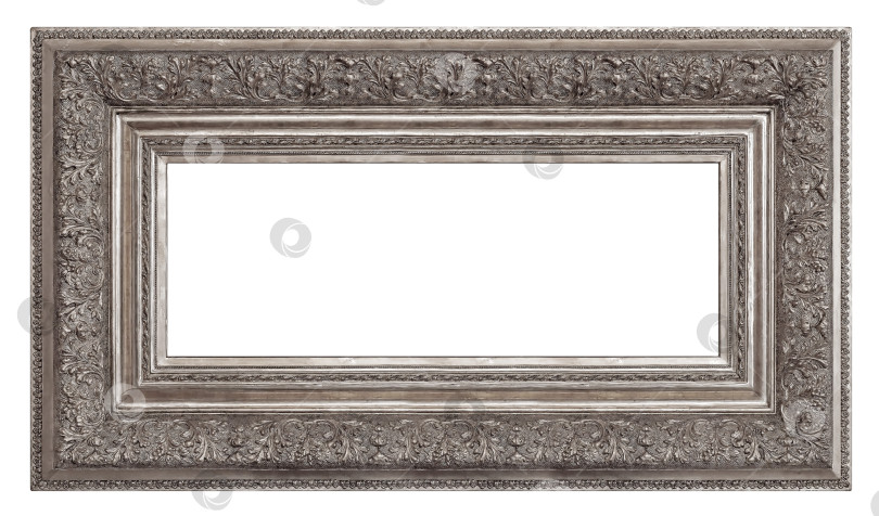 Скачать Панорамная серебряная рамка для картин, зеркал или фотографий на белом фоне фотосток Ozero