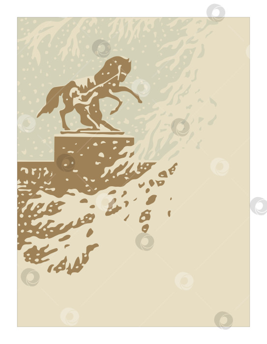 Скачать Новогодний Петербург. Аничков мост в Рождественские дни. Винтажная векторная открытка фотосток Ozero