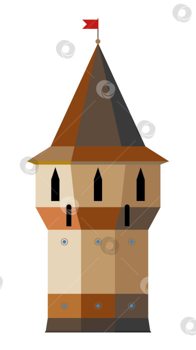Скачать Средневековая башня, изолированная на белом фоне, готовый вырез, вектор фотосток Ozero