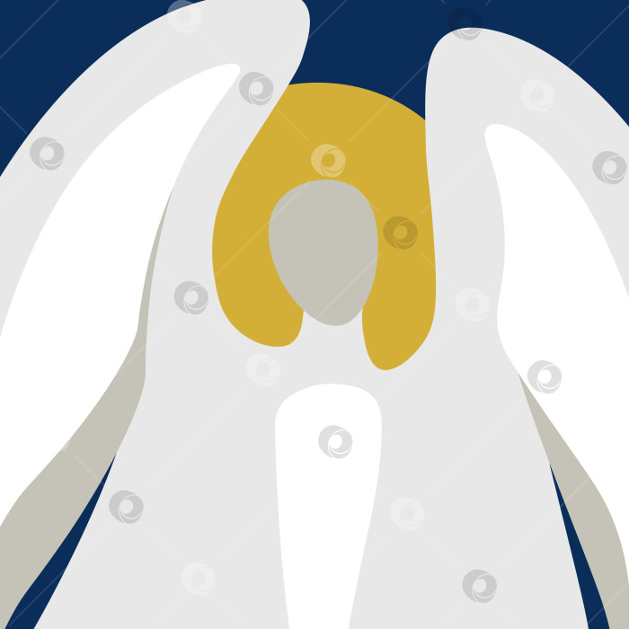 Скачать Синяя векторная голова Ангела с нимбом и крыльями. Минималистичная небесная эмблема фотосток Ozero