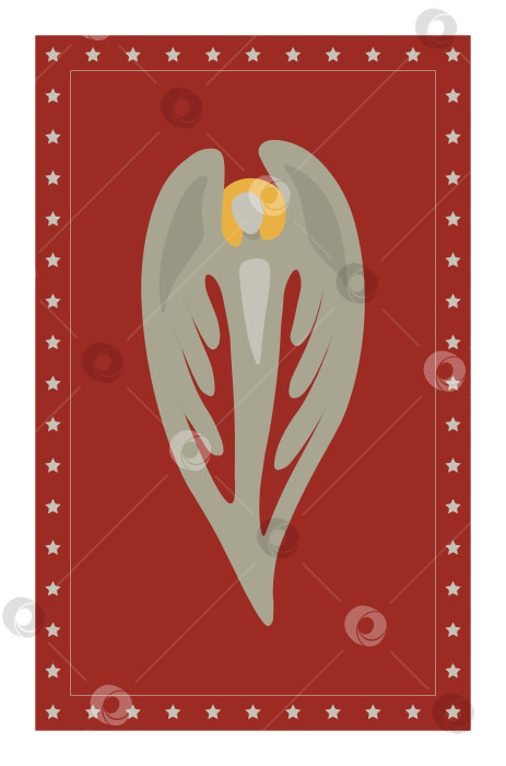 Скачать Иллюстрация красного Рождественского ангела. Минималистичный орнаментальный дизайн векторной открытки фотосток Ozero