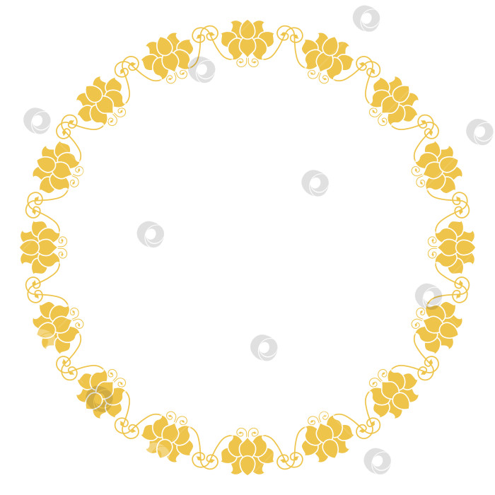 Скачать Круглый векторный узор рамки с буддийским цветком лотоса фотосток Ozero