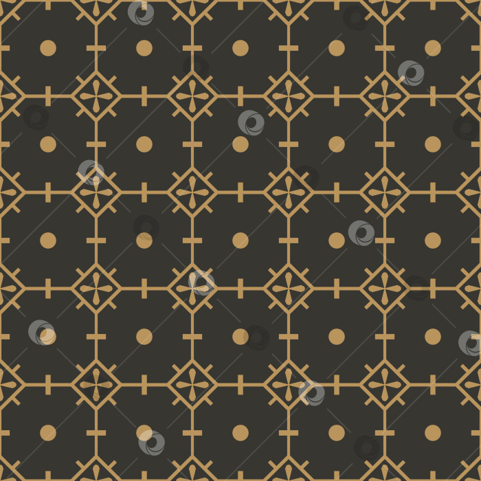 Скачать Векторный геометрический бесшовный узор в стиле шинуазри в винтажных золотых и серых тонах фотосток Ozero