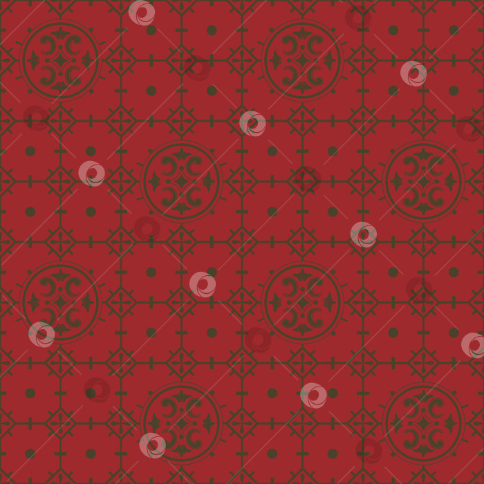 Скачать Векторный бесшовный узор в стиле шинуазри красного и винтажного золота фотосток Ozero