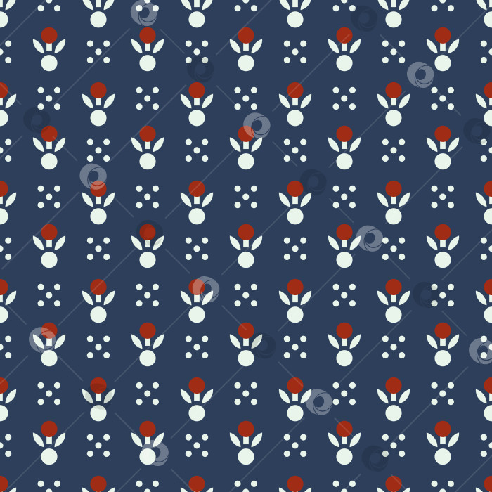 Скачать Нарисованный вручную бесшовный векторный узор, вдохновленный печатью каргопольского куба, на темно-синем фоне фотосток Ozero