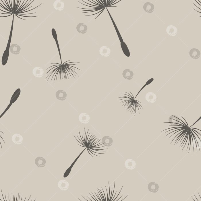 Скачать Бесшовный векторный узор из нарисованных вручную семян одуванчика, органическая текстура разброса, нейтральный фон фотосток Ozero