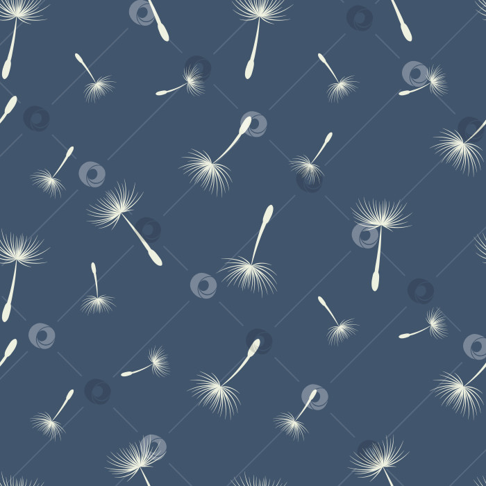 Скачать Бесшовный векторный узор из семян одуванчика, нарисованный от руки, текстура органического рассеяния, синий фон фотосток Ozero
