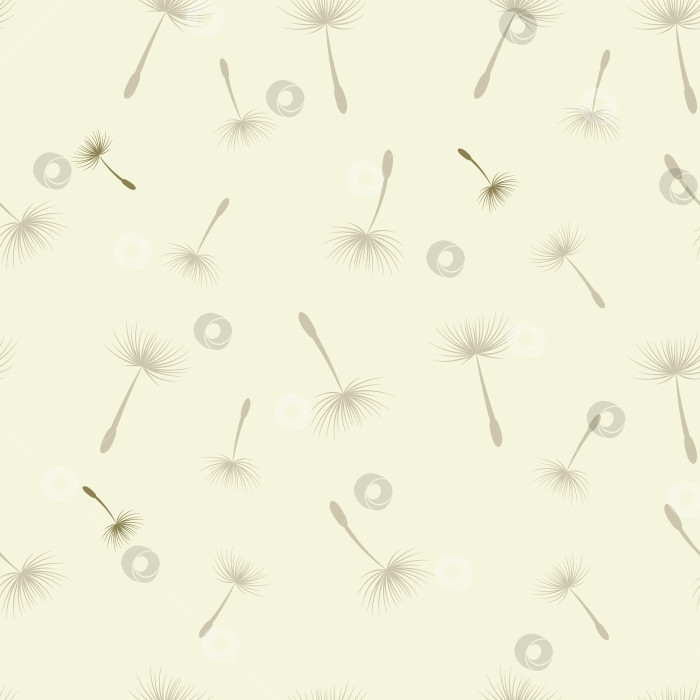 Скачать Бесшовный векторный узор из нарисованных вручную семян одуванчика, органическая текстура разброса, нейтральный фон фотосток Ozero