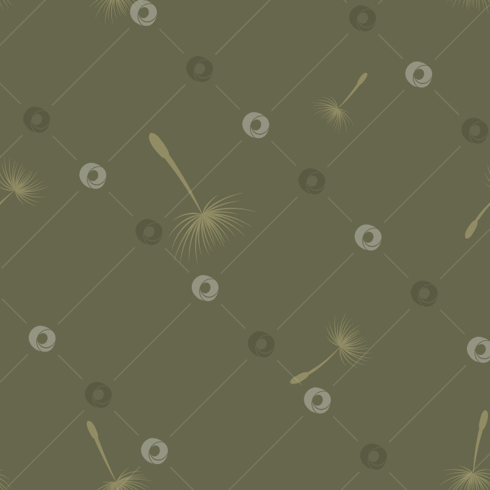 Скачать Тонкий векторный узор из семян одуванчика, низкоконтрастная органическая текстура, винтажная цветовая палитра, повторяющиеся рисунки от руки фотосток Ozero