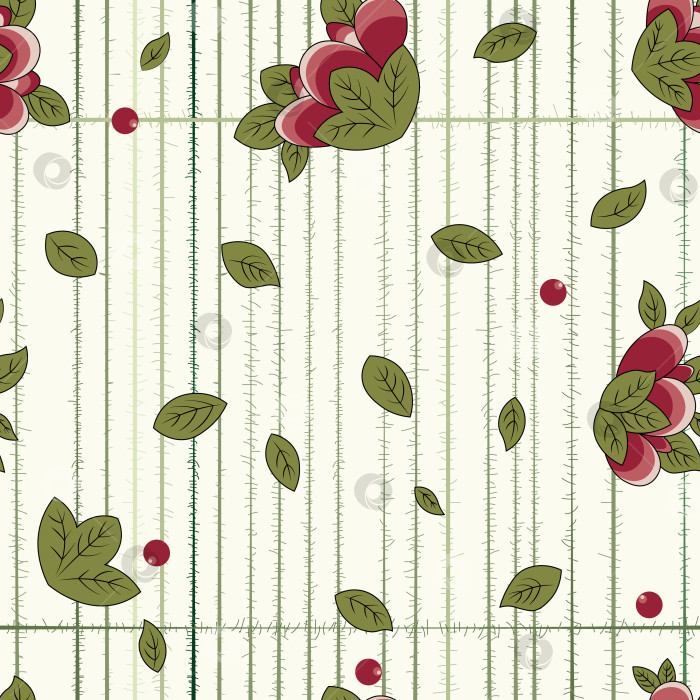 Скачать Цветочный векторный бесшовный узор с острыми полосками на светлом фоне фотосток Ozero