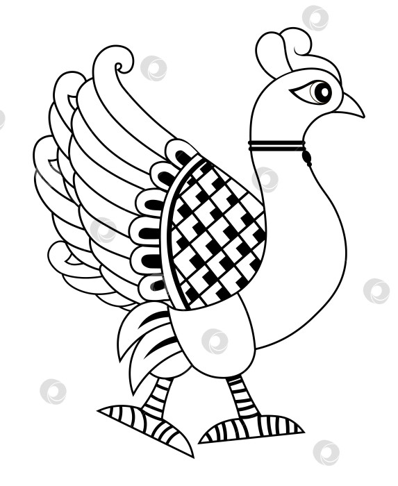 Скачать Изолированное векторное изображение: Жар-птица, изолированная на белом фоне в русском стиле фотосток Ozero