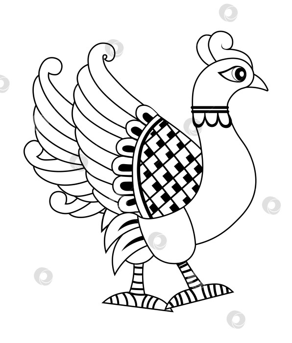 Скачать Изолированное векторное изображение: Жар-птица, изолированная на белом фоне в русском стиле фотосток Ozero