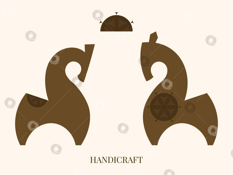 Скачать Традиционная поморская деревянная игрушечная лошадка -векторная эмблема. Вектор фирменного стиля ручной работы фотосток Ozero