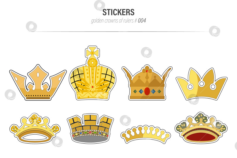 Скачать Векторная иллюстрация набора наклеек с золотыми коронами правителей фотосток Ozero