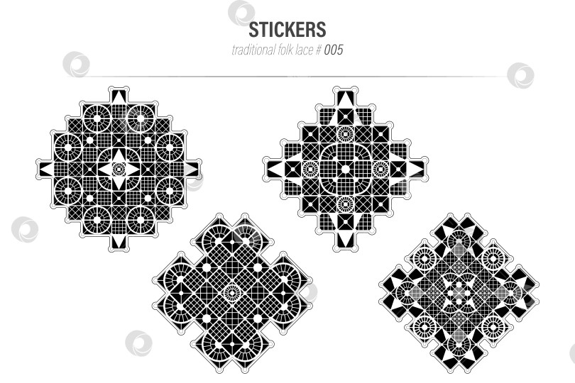 Скачать Традиционные народные кружевные украшения набор наклеек векторная иллюстрация фотосток Ozero