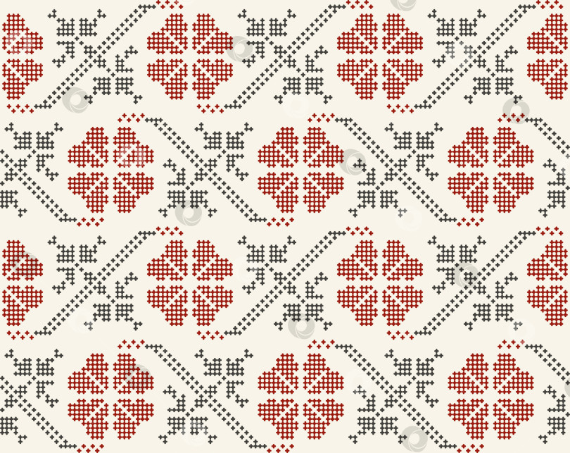Скачать Бесшовная вышивка крестом с цветочным узором. Вектор народной вышивки фотосток Ozero