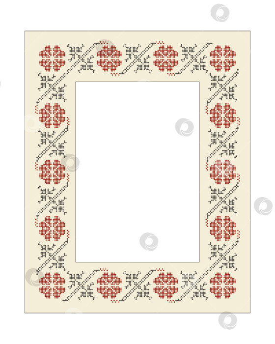 Скачать Векторная рамка для вышивки крестиком. Декоративная рамка в стиле народного искусства фотосток Ozero