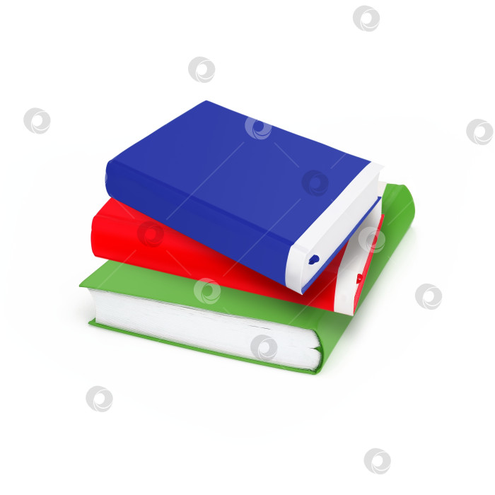 Скачать Стопка книг в цветных обложках с белыми листами, выделяющимися на белом фоне фотосток Ozero