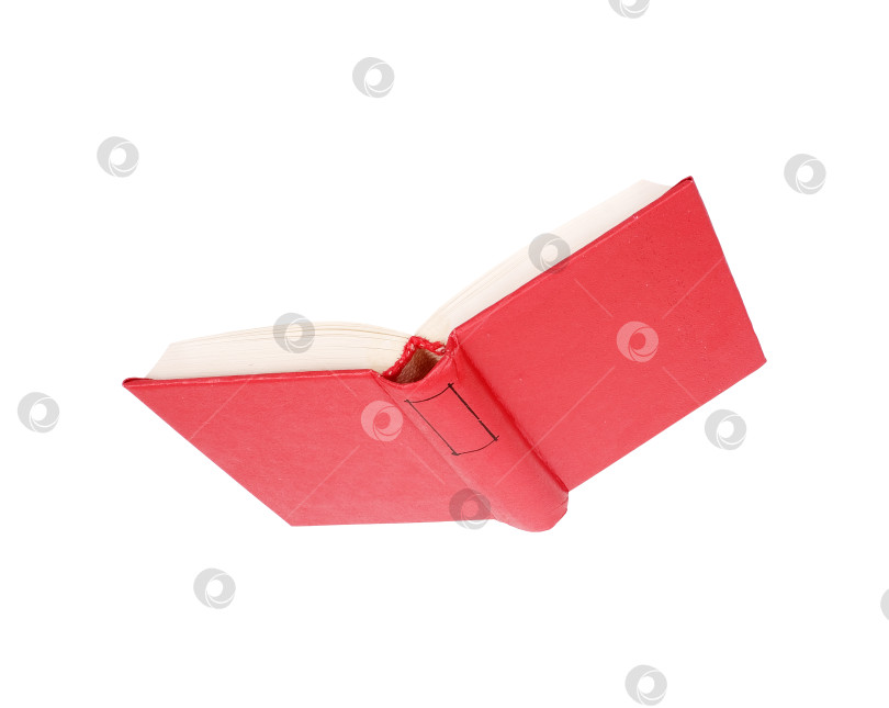 Скачать Летающая красная книга, выделенная на белом фоне. Элемент дизайна с контуром вырезки фотосток Ozero