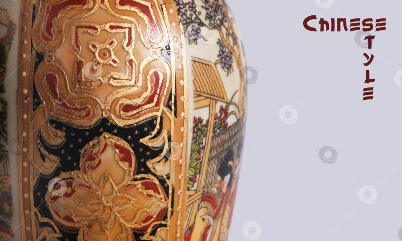 Скачать Классический дизайн китайской керамической вазы и негатив для надписи фотосток Ozero