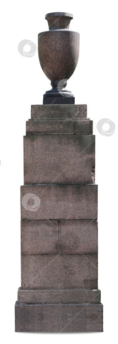 Скачать Гранитная ваза на гранитной подставке, выделяющаяся на белом фоне. Элемент дизайна с контуром вырезки фотосток Ozero