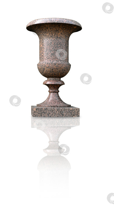 Скачать Садовая каменная (гранитная) ваза, выделенная на белом фоне. Элемент дизайна с вырезанной дорожкой фотосток Ozero