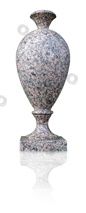 Скачать Садовая каменная (гранитная) ваза, выделенная на белом фоне. Элемент дизайна с вырезанной дорожкой фотосток Ozero