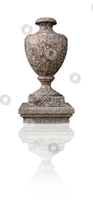 Скачать Садовая каменная (гранитная) ваза, выделенная на белом фоне. Элемент дизайна с вырезанной дорожкой фотосток Ozero