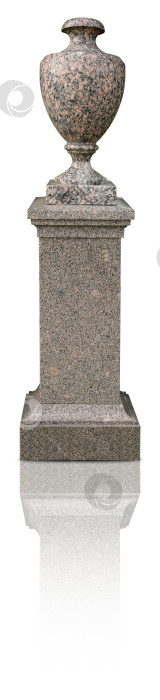 Скачать Садовая каменная (гранитная) ваза, выделенная на белом фоне. Элемент дизайна с вырезанной дорожкой фотосток Ozero