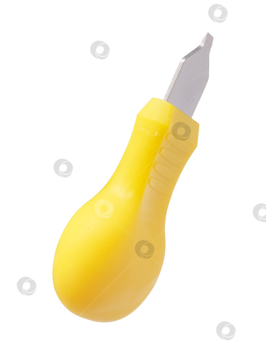 Скачать Инструмент для открывания корпуса часов с желтой ручкой, выделенный на белом фоне, вырез готов. Элемент дизайна с контуром вырезания фотосток Ozero