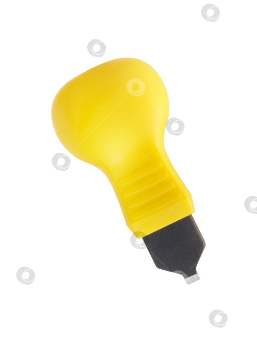 Скачать Инструмент для открывания корпуса часов с желтой ручкой, выделенный на белом фоне, вырез готов. Элемент дизайна с контуром вырезания фотосток Ozero