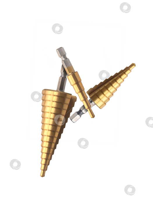 Скачать Ступенчатые конусные наконечники (unibit), выделенные на белом фоне фотосток Ozero